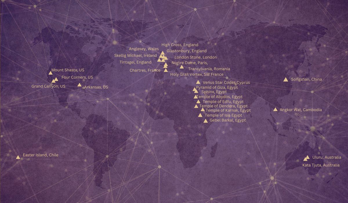 Map Planetary Crystal Grid Vortex & Sacred Site map