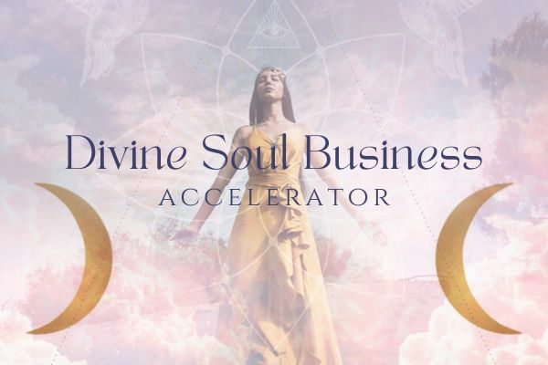 angelic woman with arms outstretched floating in peachy coloured clouds, with hummingbirds and butterflies around her