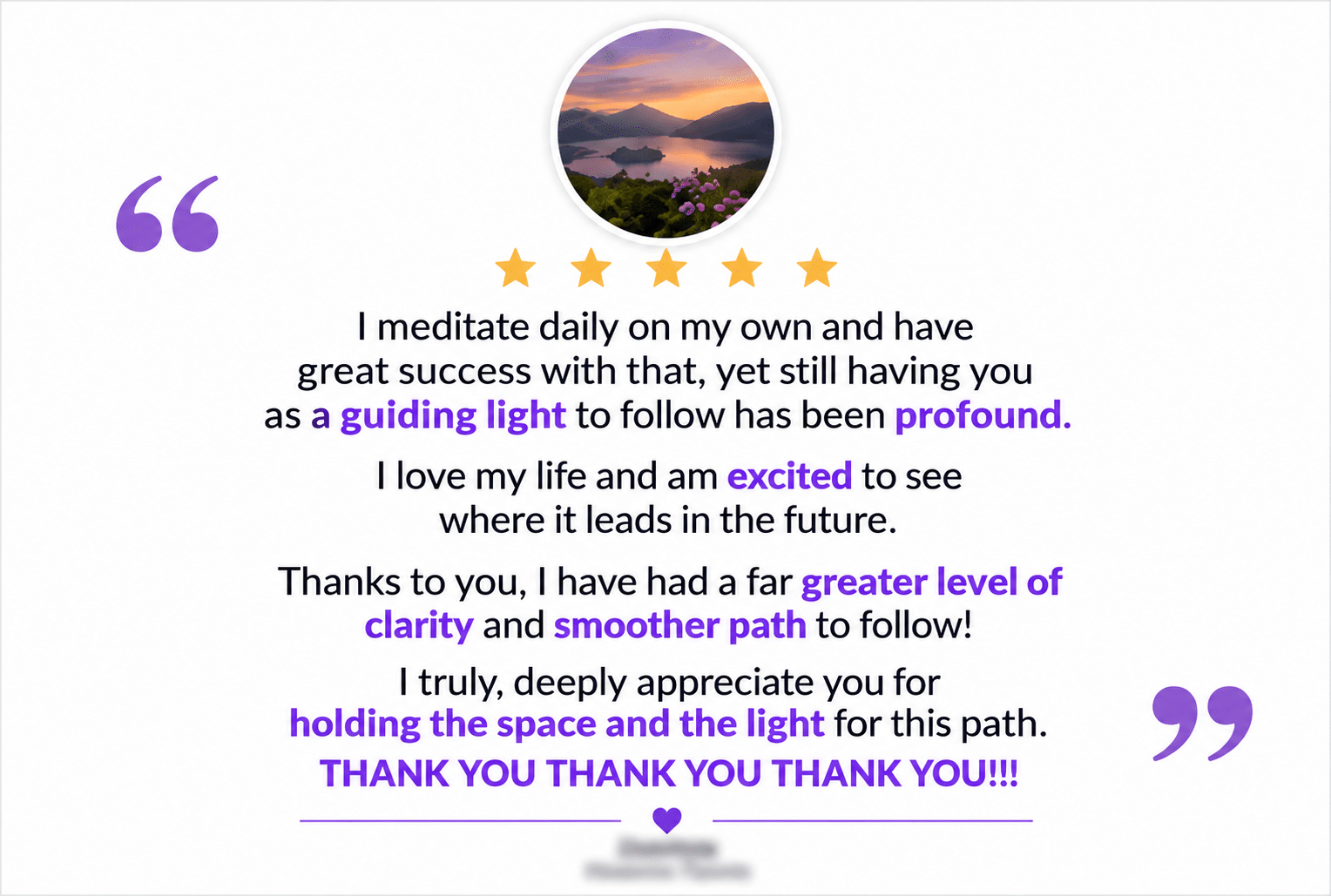 Purple-highlighted meditation testimonial card-5