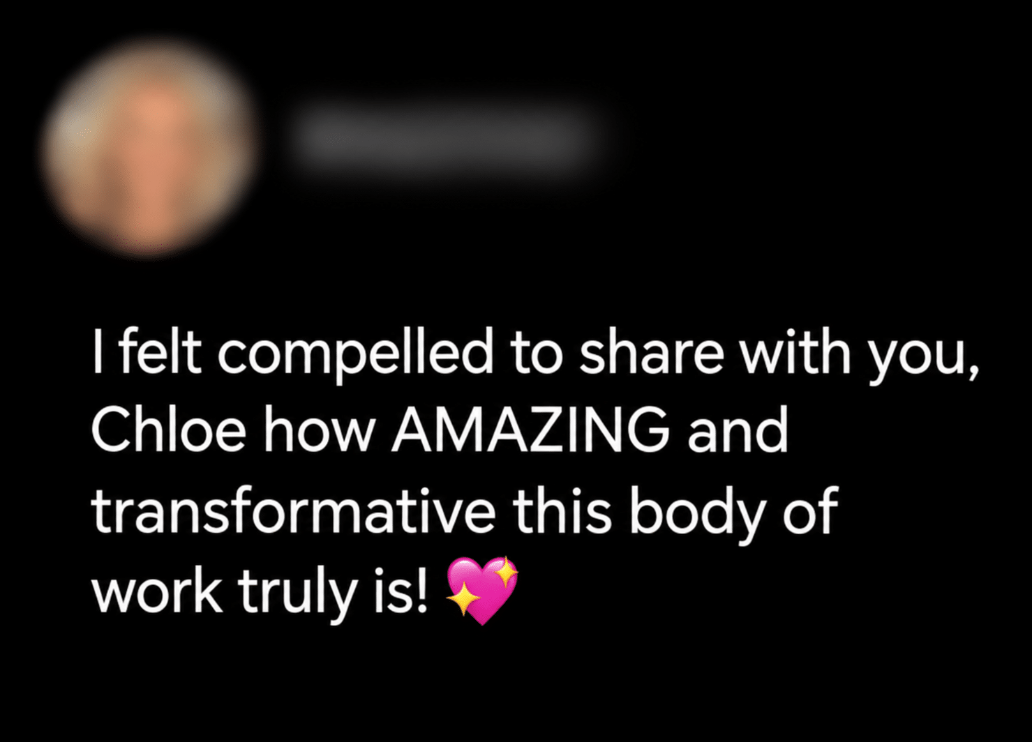 Transformative testimonial with heart emoji-1